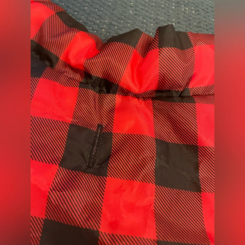 Plaid Dog Coat & NWT Rope Toy | Red Black Buffalo Check | Lightweight Jacket
